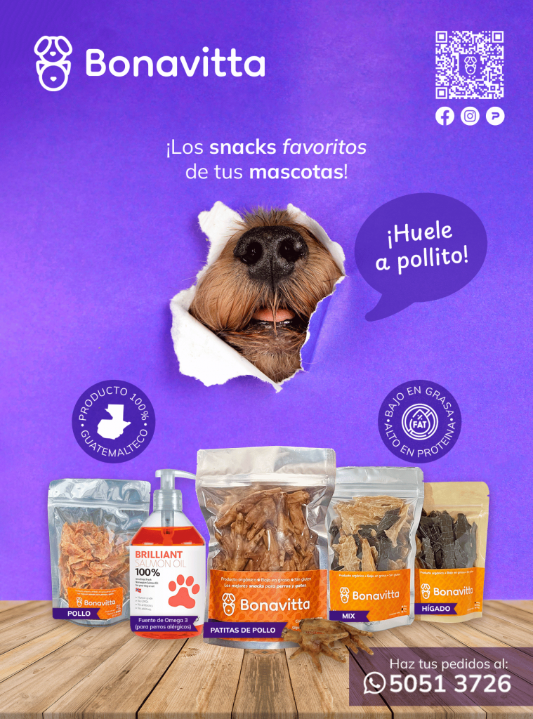 Snacks 100% orgánicos para tu perro y gato. Producto 100% guatemalteco.