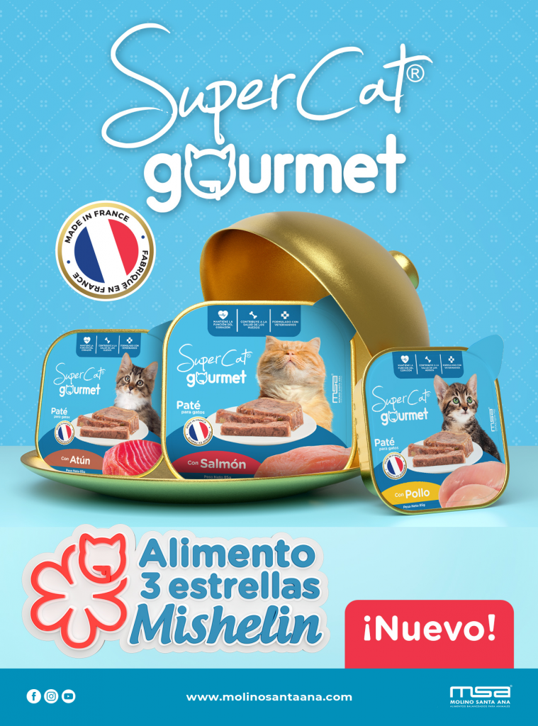 Super Cat Gourmet, El alimento húmedo, con su delicioso sabor a salmón, le proporcionará una excelente alimentación. 🐱💙