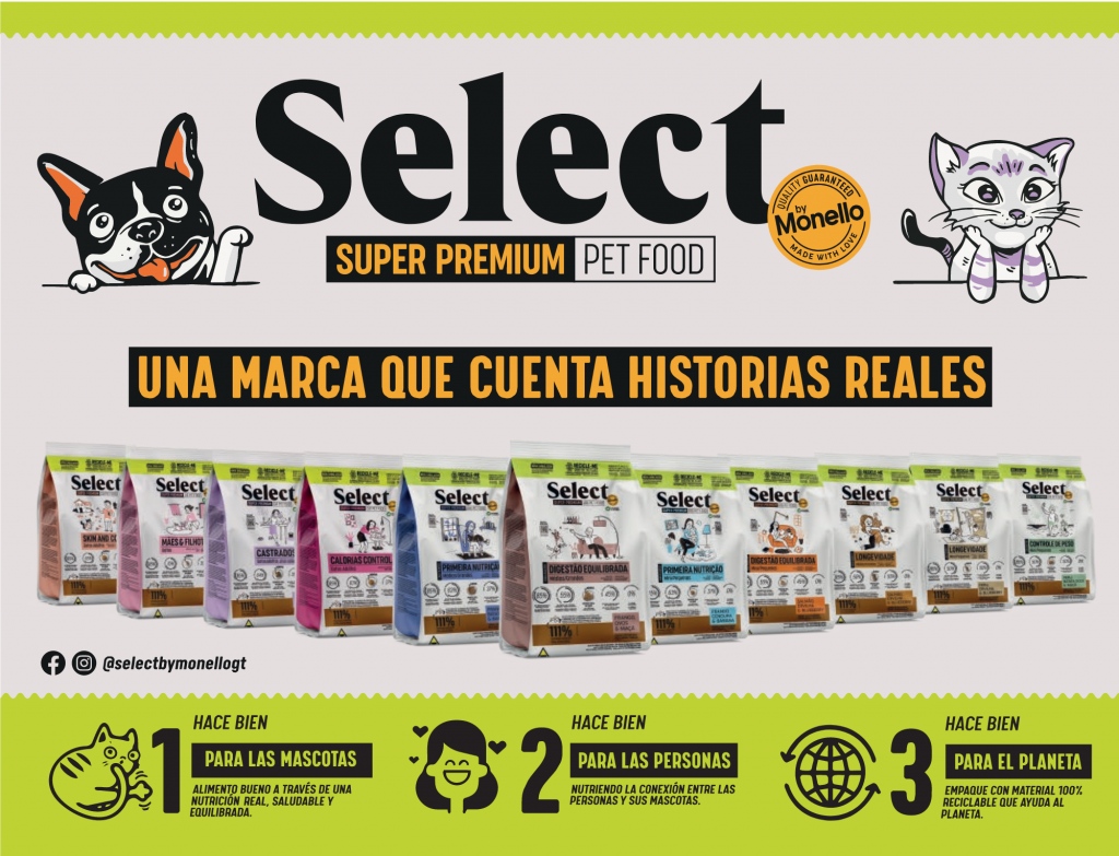 Select de Monello un alimento super premiun pet food, una marca que cunta historias reales para mascotas 