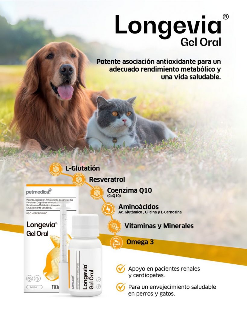 Longevia gel oral potente asociacion antioxiante para un adecuando rendimiento metabólico y una vida saludable para tus mascotas